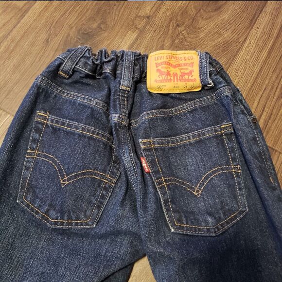 Levis 505 Dark Denim Jeans Kids Sz 8 Reg 24x22 - Picture 5 of 6